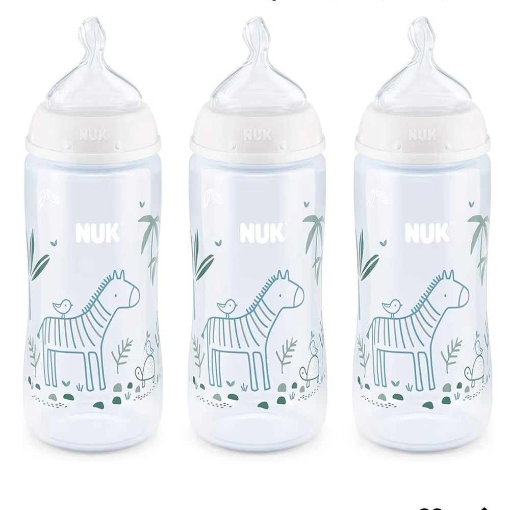 NUK Smooth Flow Anti Colic Baby Bottle - 10 oz 3 pack Zebra